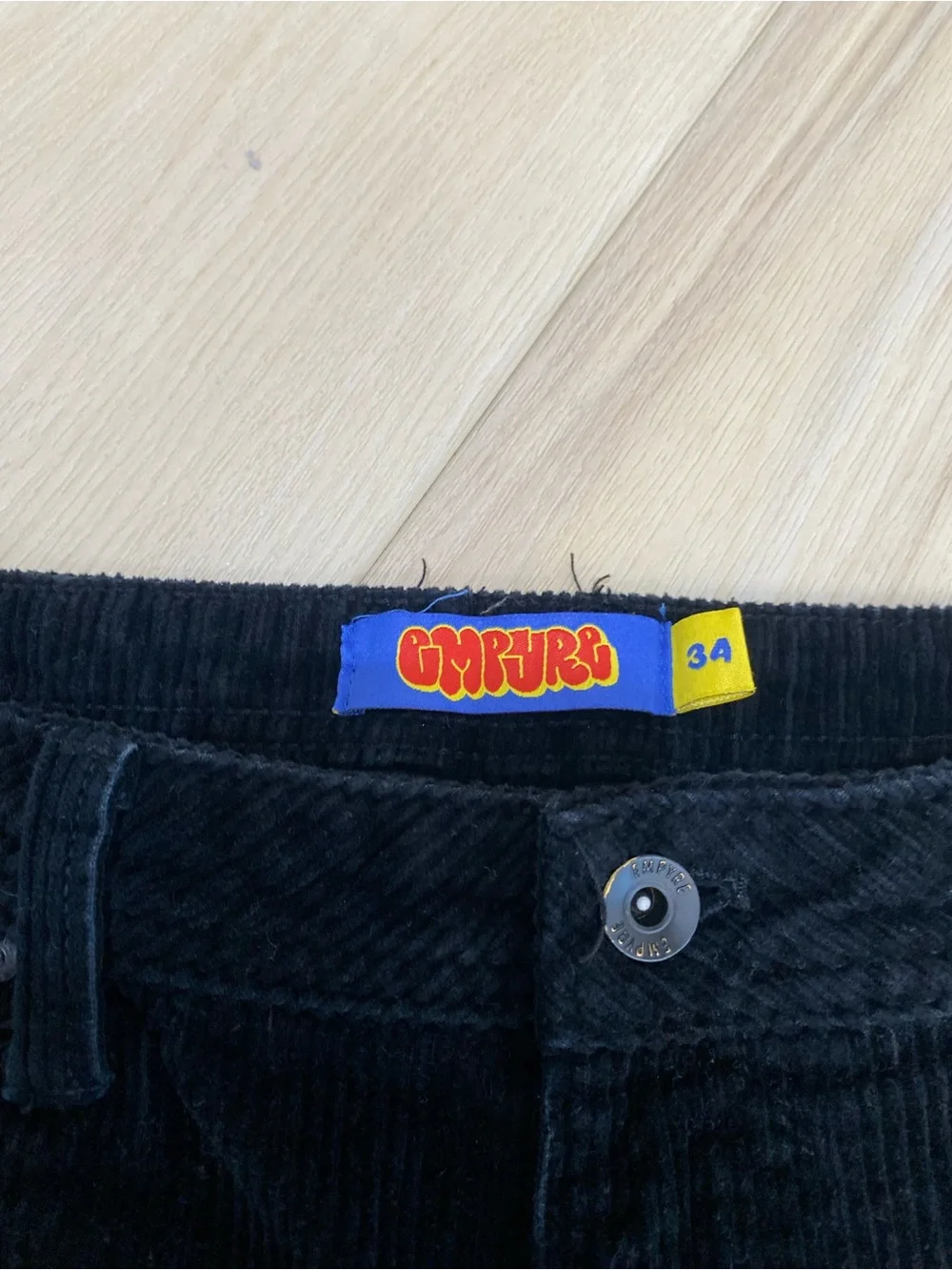 Empyre Corduroy Black Loose Fit Skate Pants | Size 34 Y2K